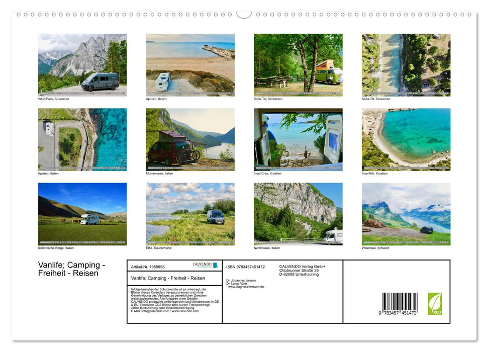 Vanlife; Camping - Freiheit - Reisen (CALVENDO Premium Wandkalender 2026)