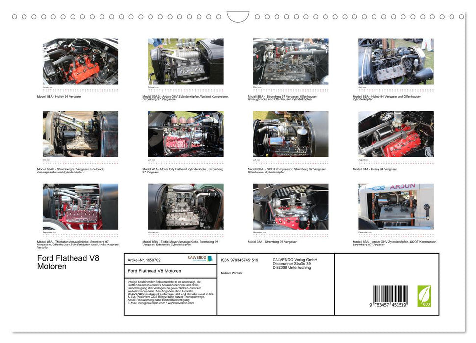 Ford Flathead V8 Motoren (CALVENDO Wandkalender 2026)