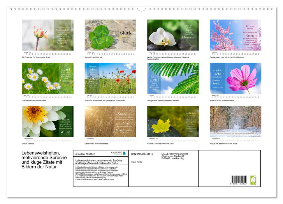 Lebensweisheiten, motivierende Sprüche und kluge Zitate mit Bildern der Natur (CALVENDO Wandkalender 2026)