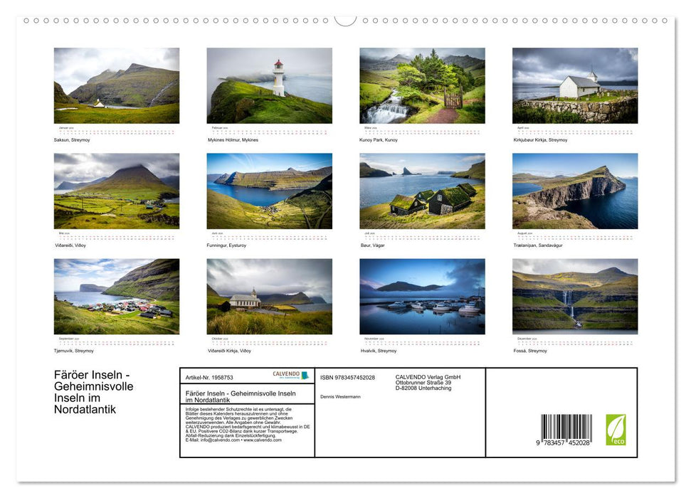 Färöer Inseln - Geheimnisvolle Inseln im Nordatlantik (CALVENDO Premium Wandkalender 2026)