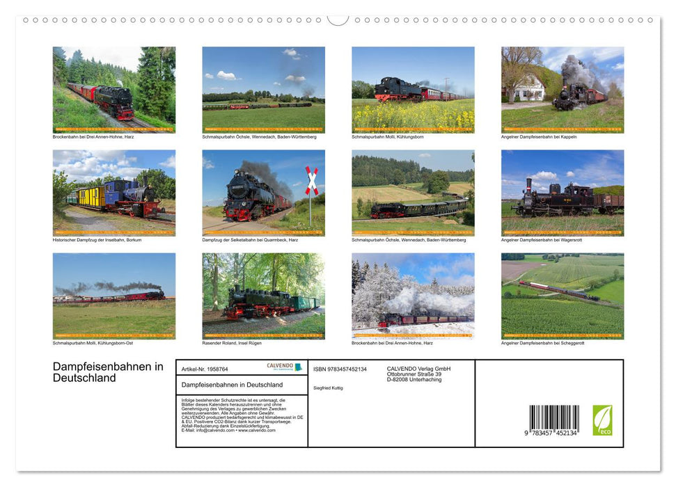 Dampfeisenbahnen in Deutschland (CALVENDO Premium Wandkalender 2026)