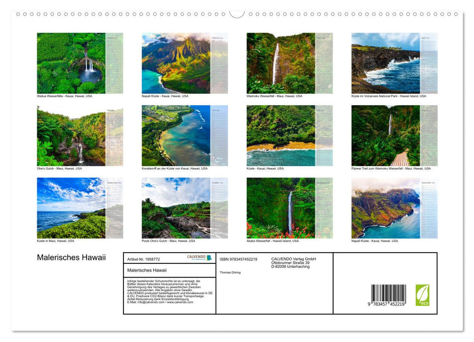 Malerisches Hawaii (CALVENDO Premium Wandkalender 2026)