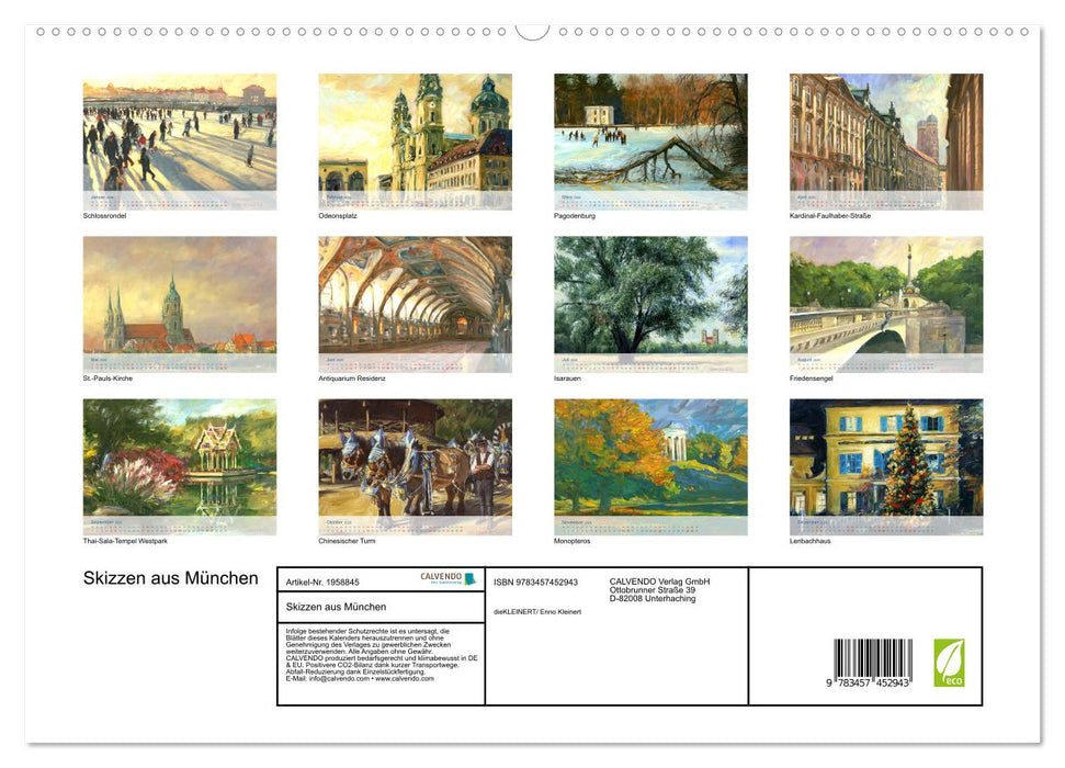 Skizzen aus München (CALVENDO Premium Wandkalender 2026)