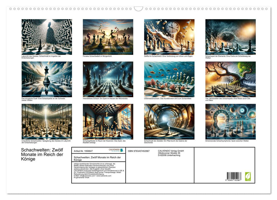 Schachwelten: Zwölf Monate im Reich der Könige (CALVENDO Wandkalender 2026)