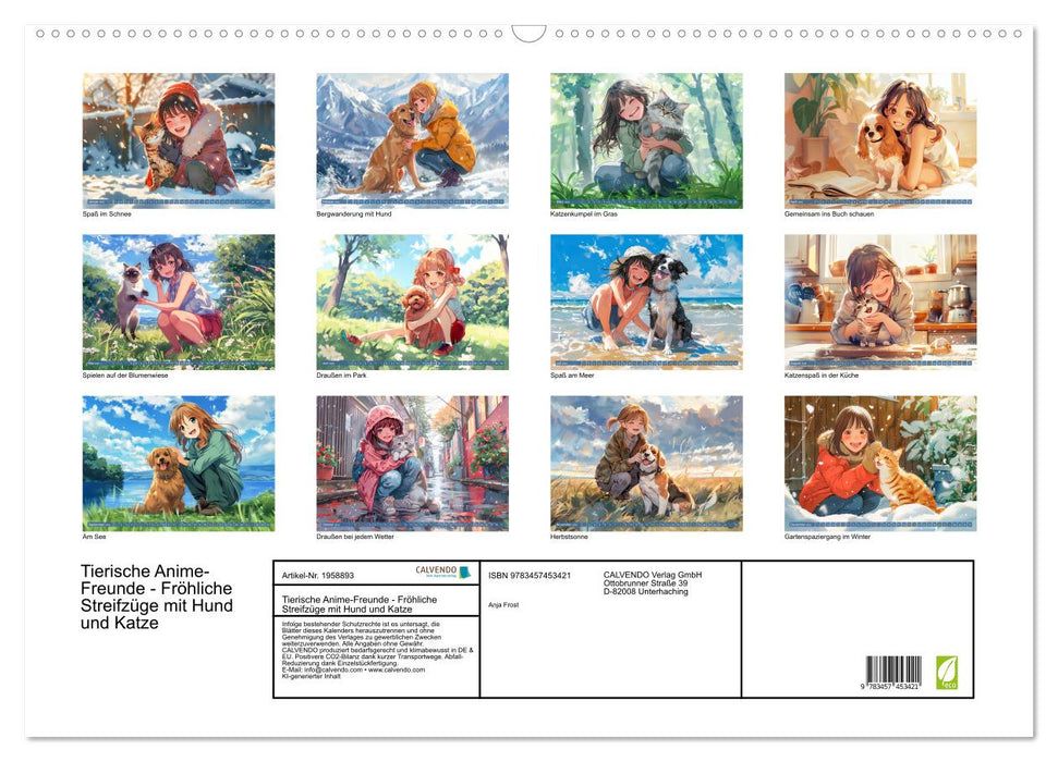 Tierische Anime-Freunde - Fröhliche Streifzüge mit Hund und Katze (CALVENDO Wandkalender 2026)
