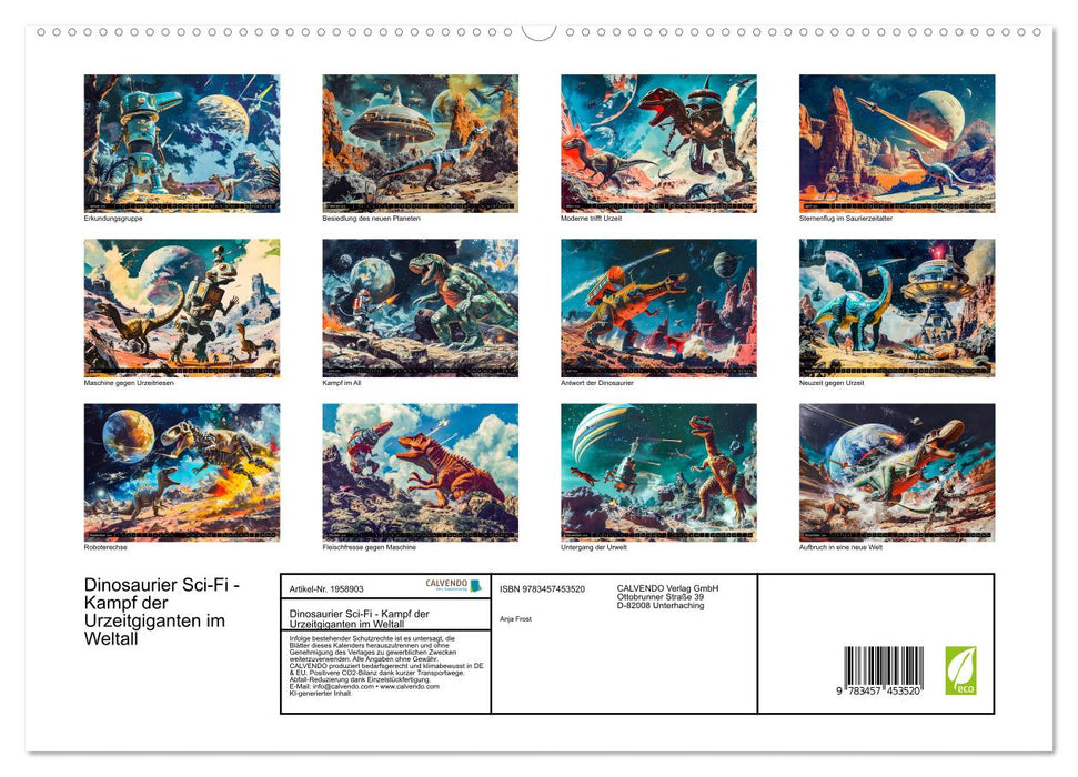 Dinosaurier Sci-Fi - Kampf der Urzeitgiganten im Weltall (CALVENDO Premium Wandkalender 2026)