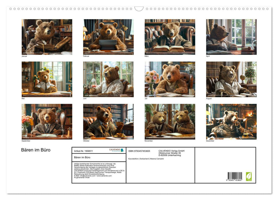Bären im Büro (CALVENDO Wandkalender 2026)