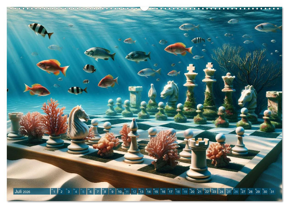 Schachwelten: Zwölf Monate im Reich der Könige (CALVENDO Premium Wandkalender 2026)
