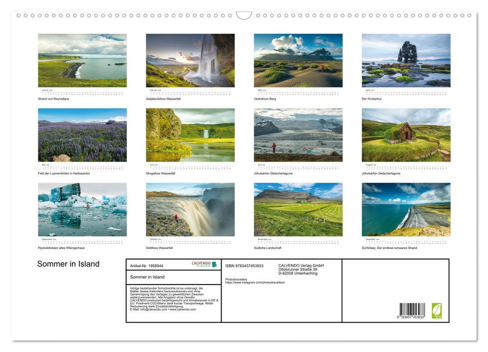 Sommer in Island (CALVENDO Wandkalender 2026)