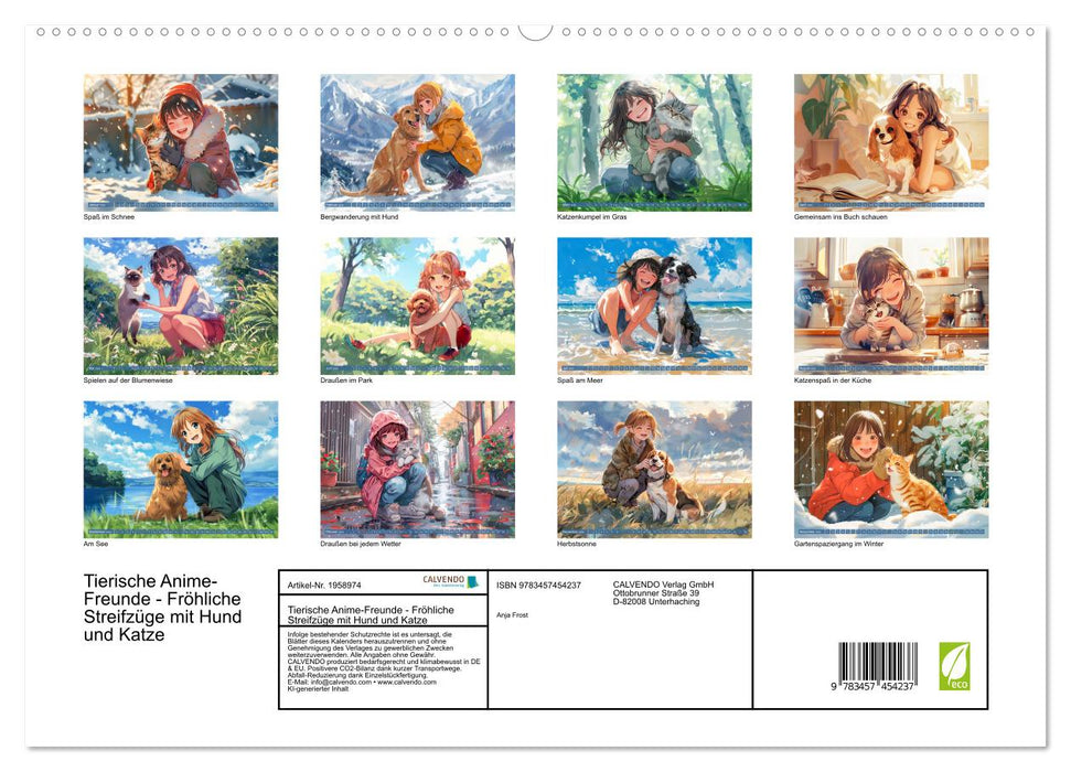 Tierische Anime-Freunde - Fröhliche Streifzüge mit Hund und Katze (CALVENDO Premium Wandkalender 2026)