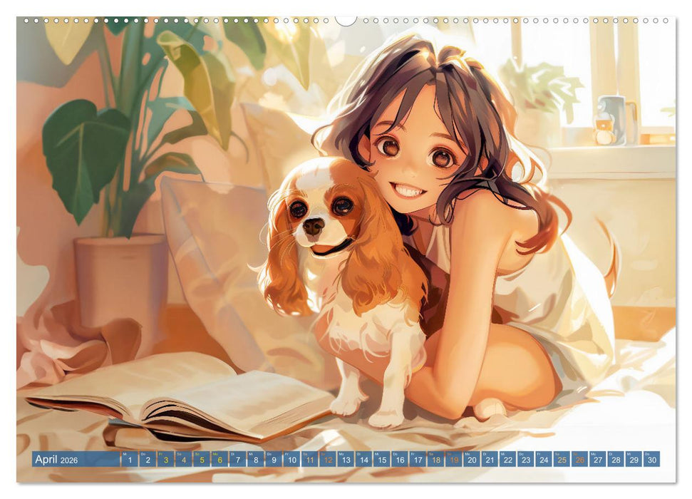 Tierische Anime-Freunde - Fröhliche Streifzüge mit Hund und Katze (CALVENDO Premium Wandkalender 2026)