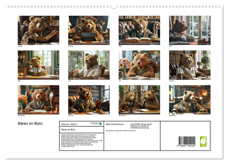 Bären im Büro (CALVENDO Premium Wandkalender 2026)