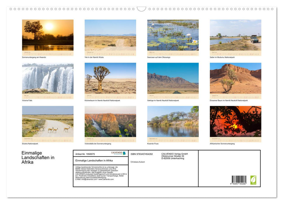 Einmalige Landschaften in Afrika (CALVENDO Wandkalender 2026)