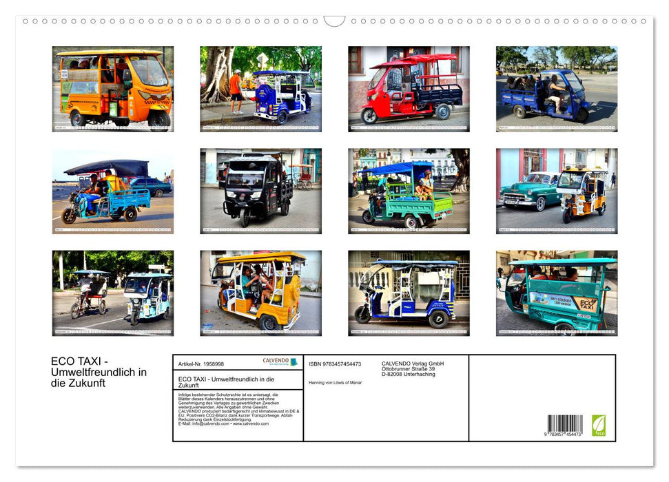 ECO TAXI - Umweltfreundlich in die Zukunft (CALVENDO Wandkalender 2026)