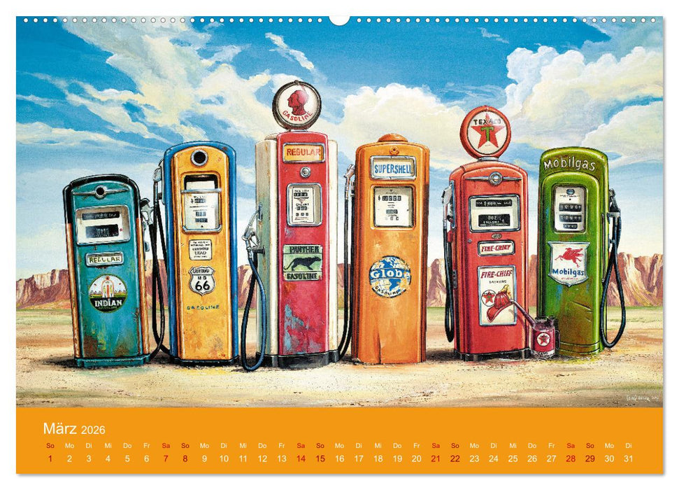 Route US 66 Momente Gemälde von Georg Huber (CALVENDO Premium Wandkalender 2026)