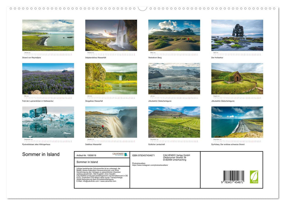 Sommer in Island (CALVENDO Premium Wandkalender 2026)