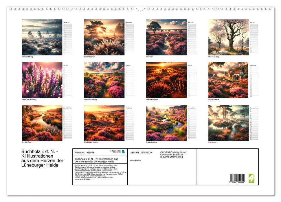 Buchholz i. d. N. - KI Illustrationen aus dem Herzen der Lüneburger Heide (CALVENDO Wandkalender 2026)