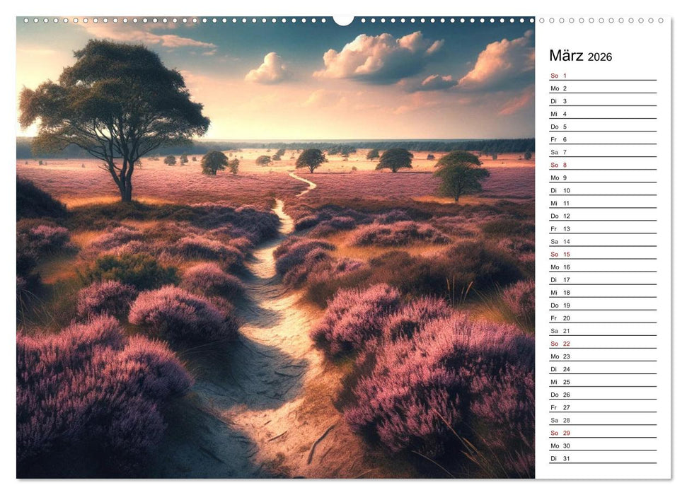 Buchholz i. d. N. - KI Illustrationen aus dem Herzen der Lüneburger Heide (CALVENDO Wandkalender 2026)