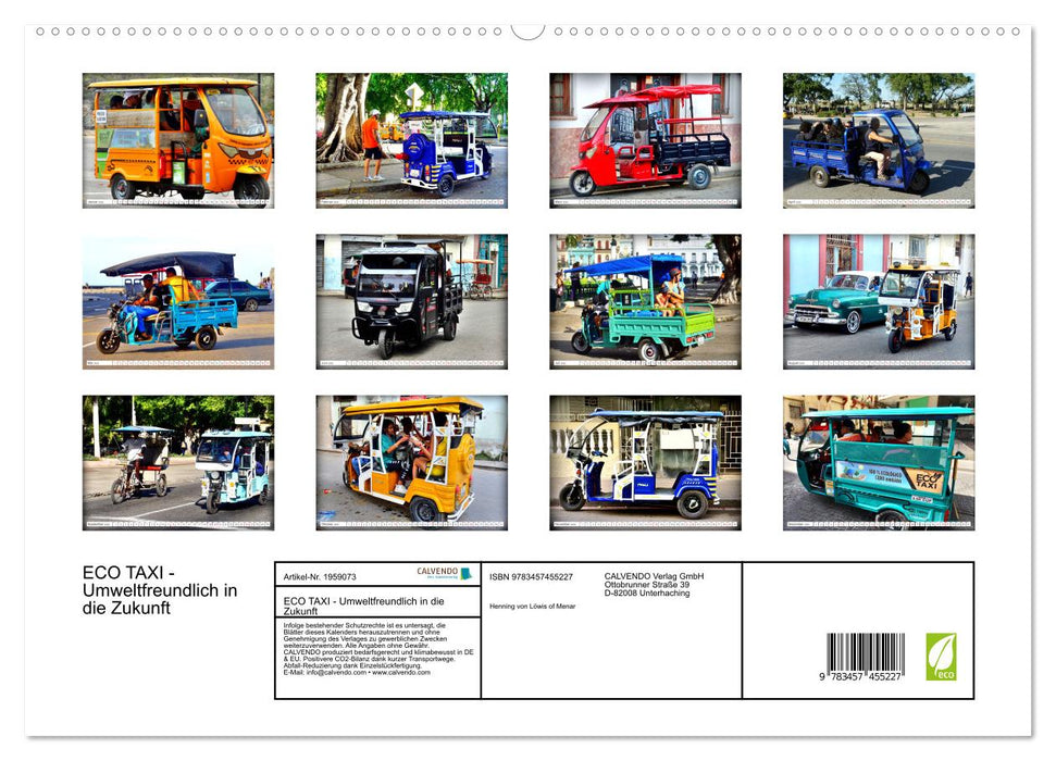 ECO TAXI - Umweltfreundlich in die Zukunft (CALVENDO Premium Wandkalender 2026)