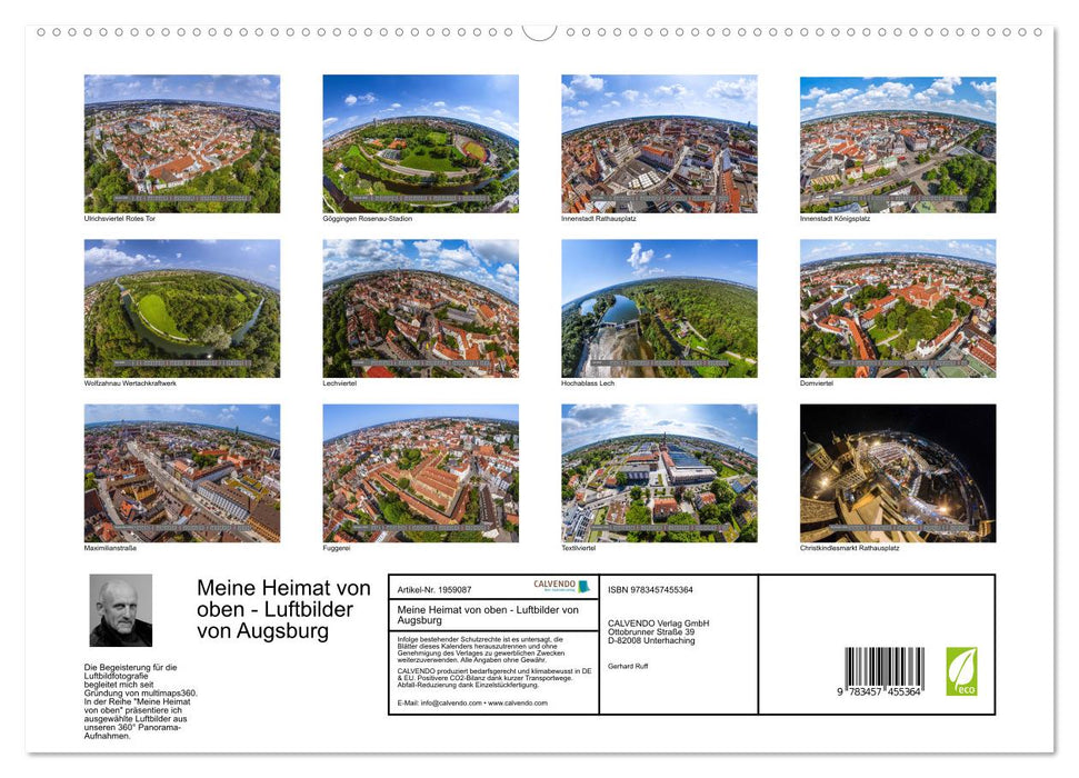 Meine Heimat von oben - Luftbilder von Augsburg (CALVENDO Premium Wandkalender 2026)