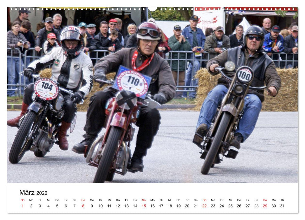 Faszination Oldtimer Motorrad - Momentaufnahmen von Hamburger Stadtparkrennen (CALVENDO Premium Wandkalender 2026)