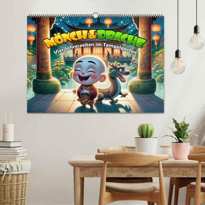 Mönch und Drache: Vier Jahreszeiten im Tempelgarten (CALVENDO Wandkalender 2026)