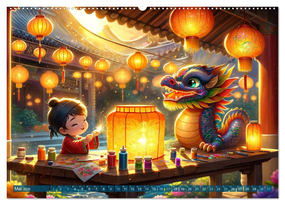 Mönch und Drache: Vier Jahreszeiten im Tempelgarten (CALVENDO Wandkalender 2026)