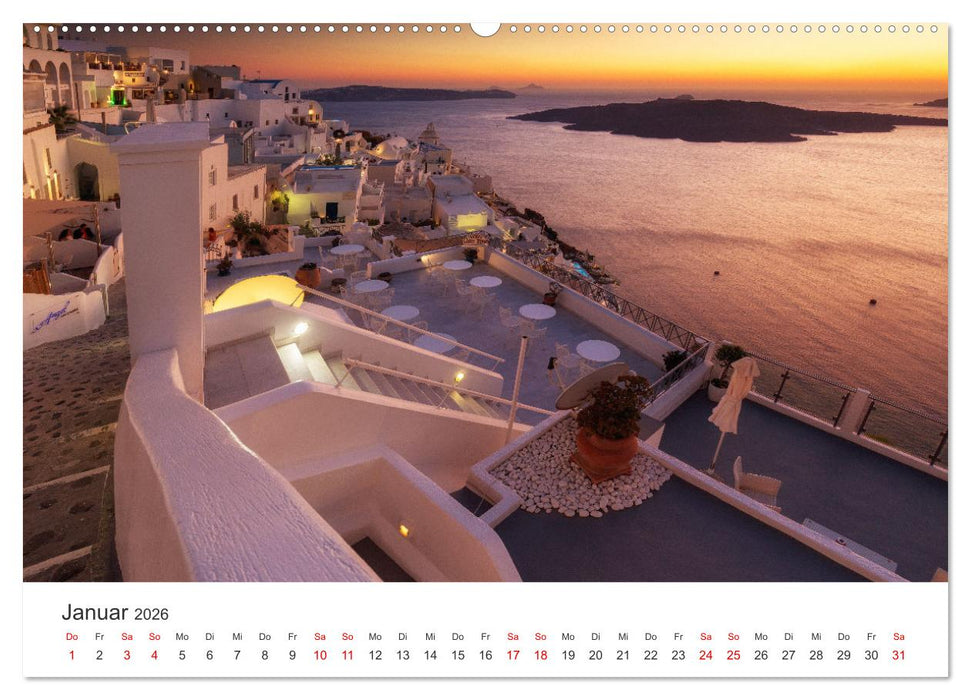 Santorini Fira & Firostefani (CALVENDO Premium Wandkalender 2026)