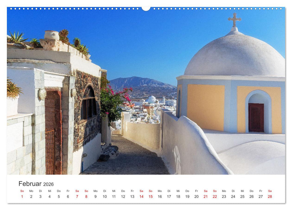 Santorini Fira & Firostefani (CALVENDO Premium Wandkalender 2026)