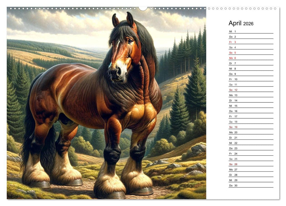 Kaltblüter - Die majestätische Kraft und Schönheit der Kaltblutpferde (CALVENDO Wandkalender 2026)