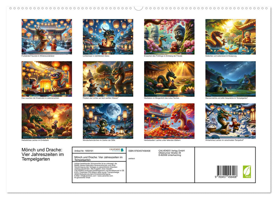 Mönch und Drache: Vier Jahreszeiten im Tempelgarten (CALVENDO Premium Wandkalender 2026)