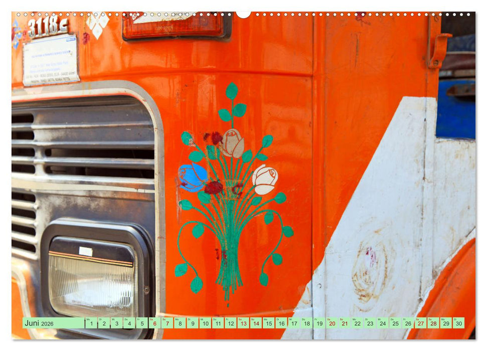 Indien Farbenfrohe LKW (CALVENDO Premium Wandkalender 2026)