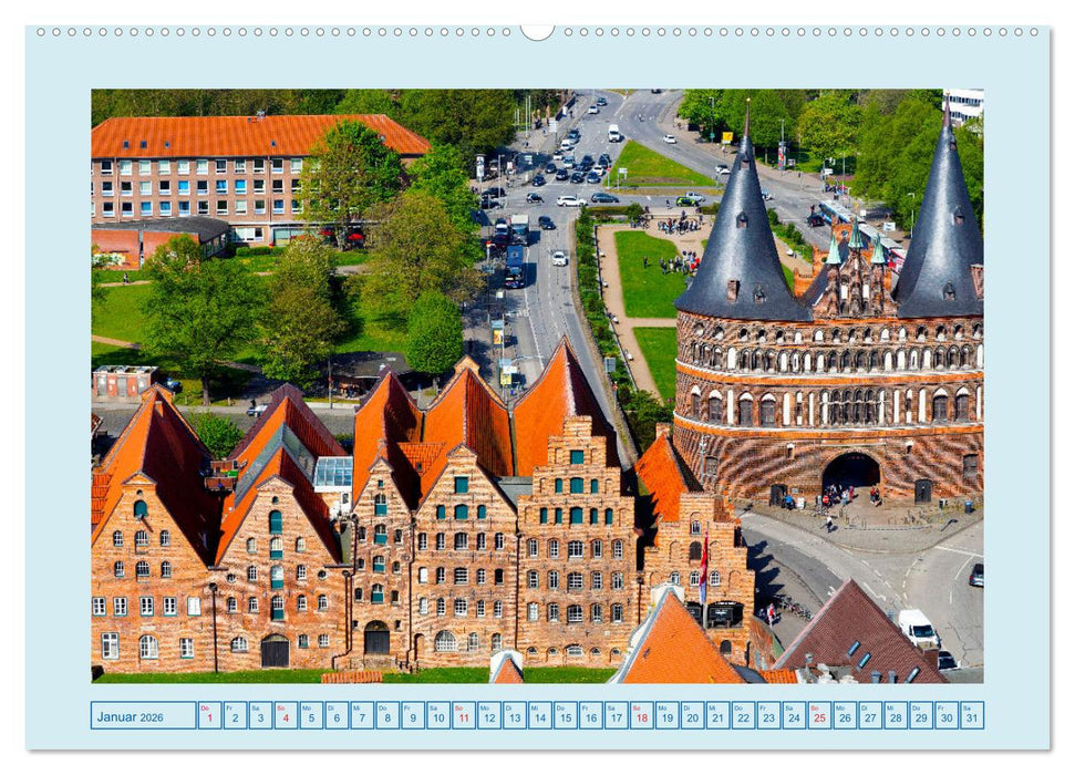 Lübeck Backsteingotik an der Trave (CALVENDO Premium Wandkalender 2026)