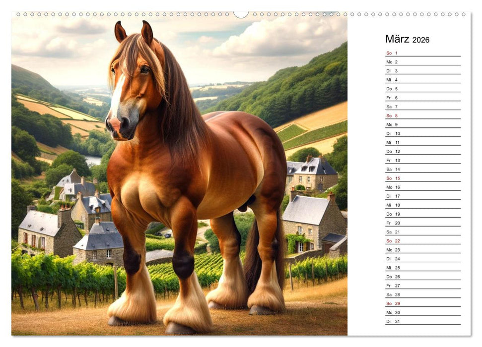 Kaltblüter - Die majestätische Kraft und Schönheit der Kaltblutpferde (CALVENDO Premium Wandkalender 2026)