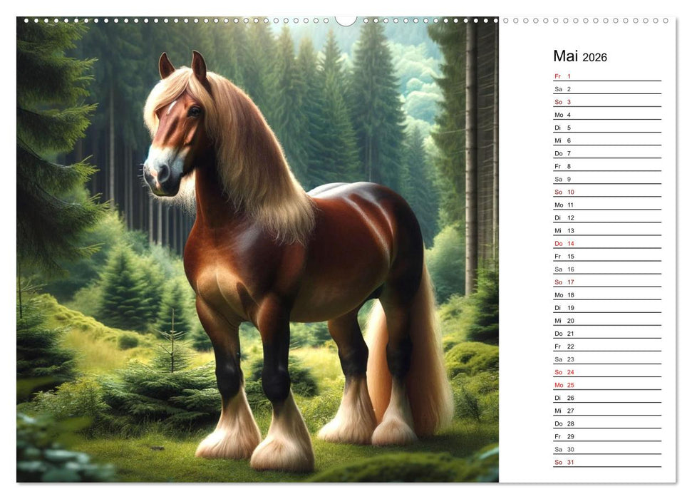 Kaltblüter - Die majestätische Kraft und Schönheit der Kaltblutpferde (CALVENDO Premium Wandkalender 2026)