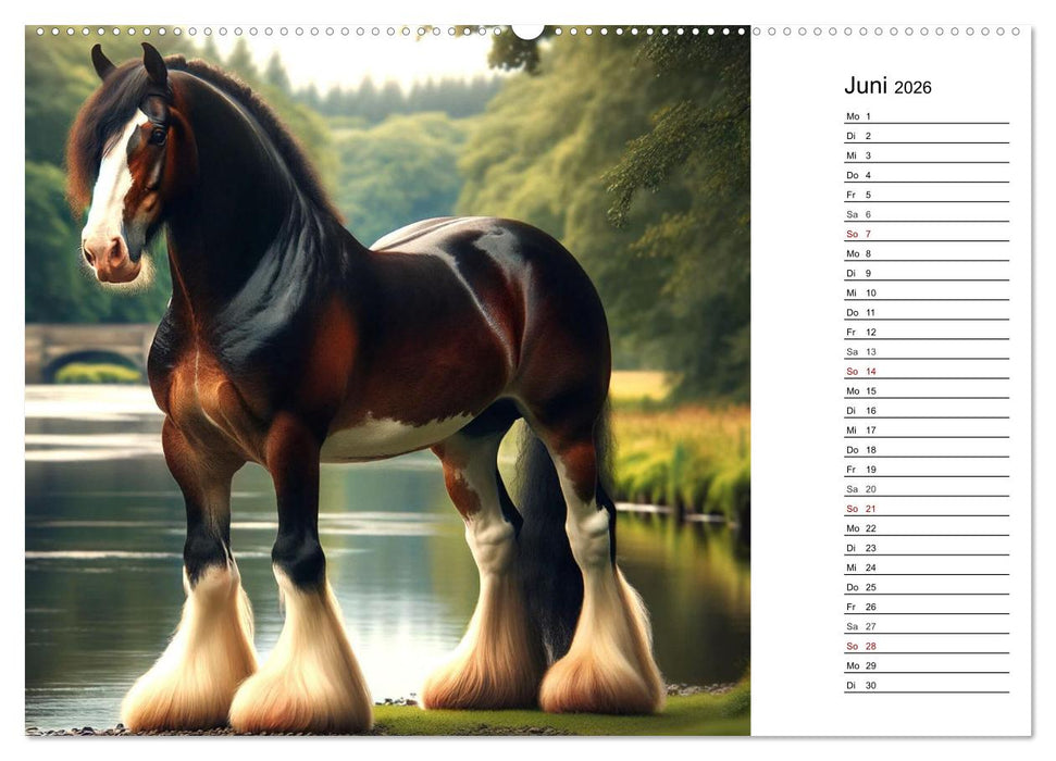 Kaltblüter - Die majestätische Kraft und Schönheit der Kaltblutpferde (CALVENDO Premium Wandkalender 2026)