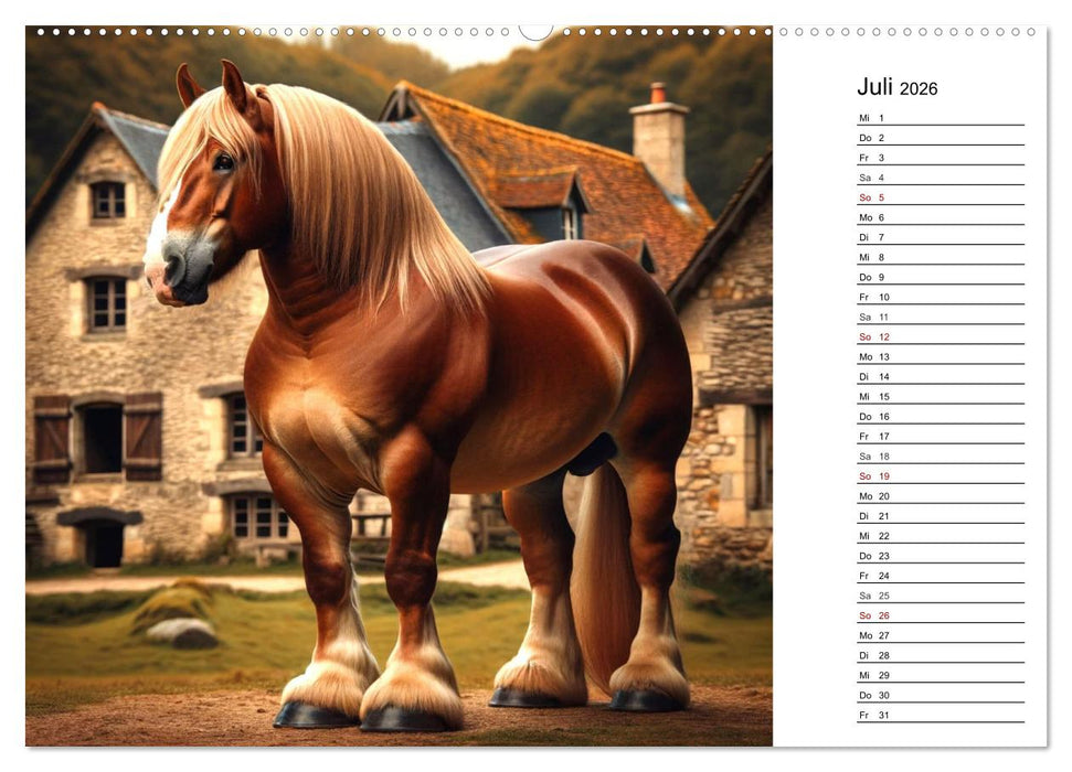 Kaltblüter - Die majestätische Kraft und Schönheit der Kaltblutpferde (CALVENDO Premium Wandkalender 2026)