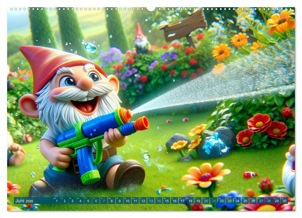 Jahreszeiten im Zwergenreich: Ein Gartenabenteuer (CALVENDO Wandkalender 2026)