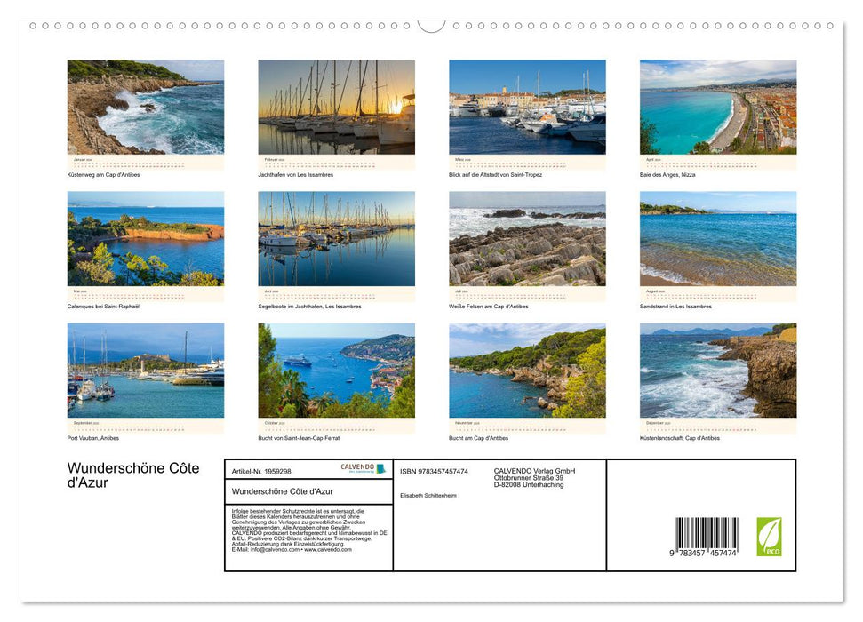 Wunderschöne Côte d'Azur (CALVENDO Premium Wandkalender 2026)