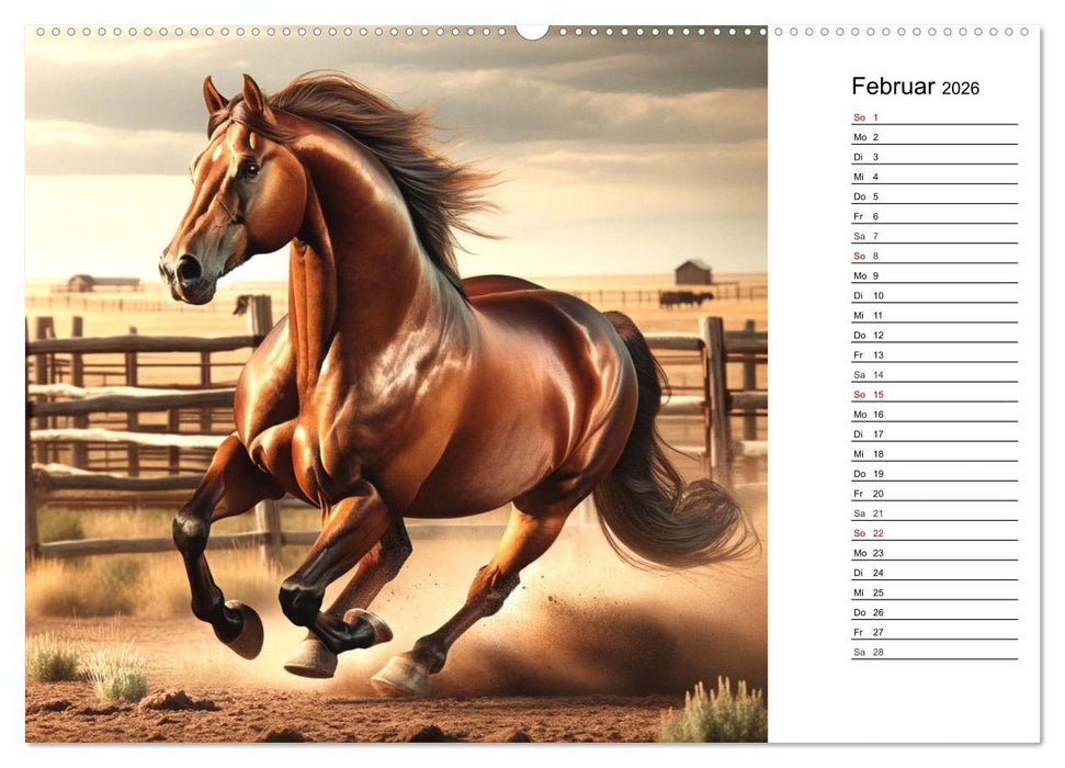 Pferde - die Schönheit edler Pferderassen (CALVENDO Premium Wandkalender 2026)
