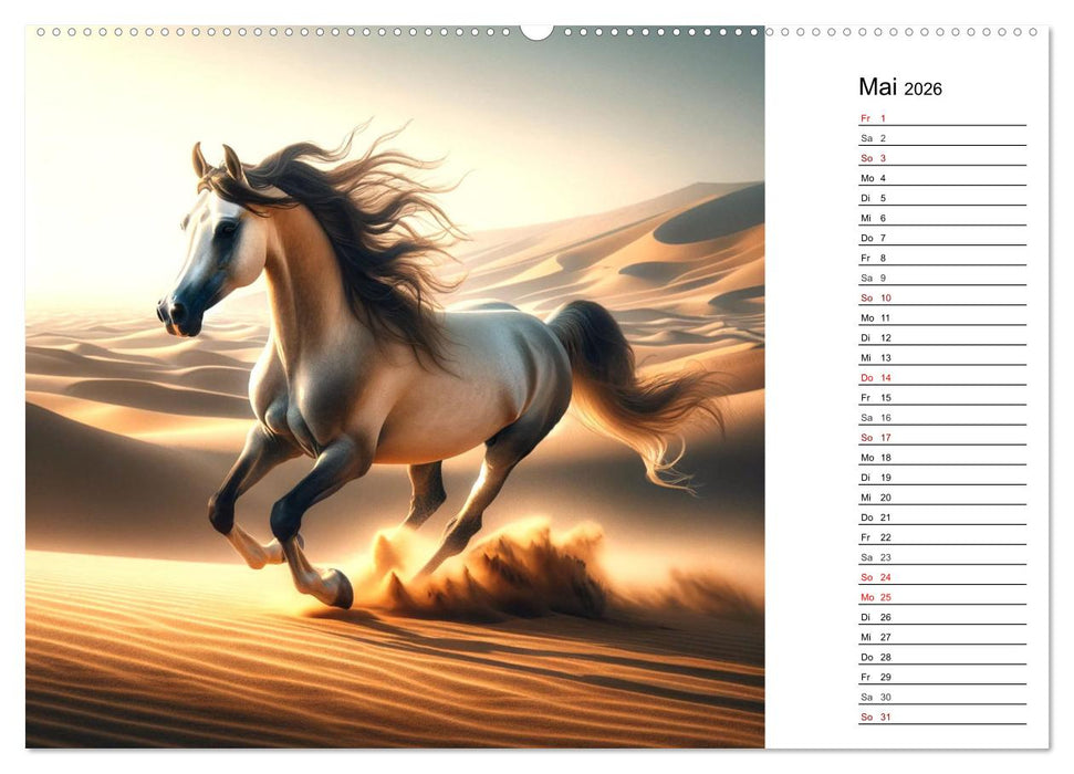Pferde - die Schönheit edler Pferderassen (CALVENDO Premium Wandkalender 2026)