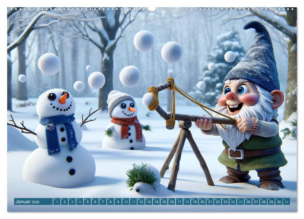 Jahreszeiten im Zwergenreich: Ein Gartenabenteuer (CALVENDO Premium Wandkalender 2026)