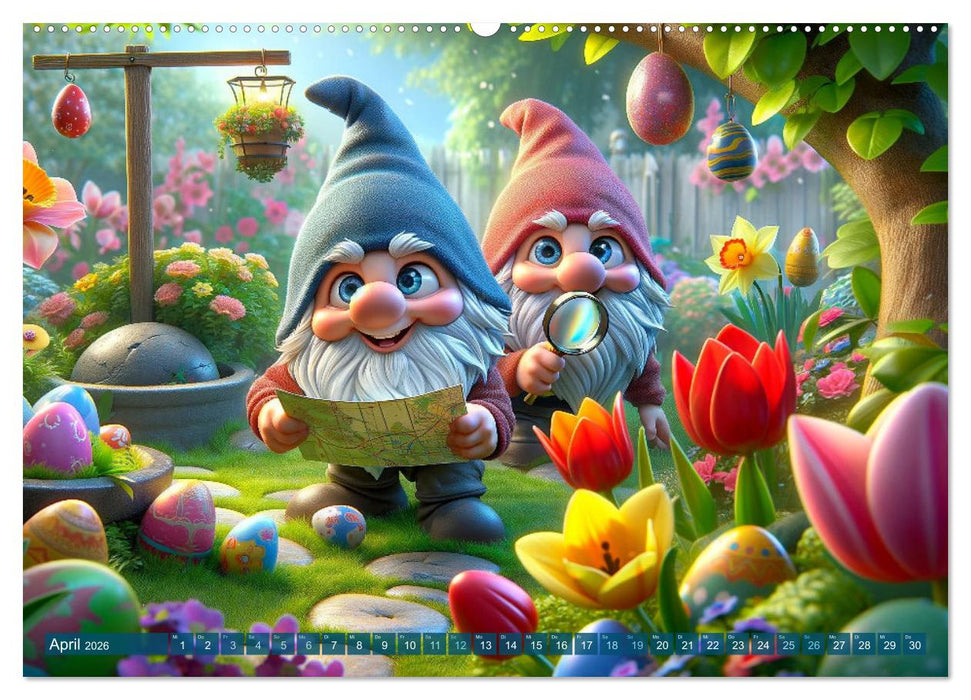 Jahreszeiten im Zwergenreich: Ein Gartenabenteuer (CALVENDO Premium Wandkalender 2026)