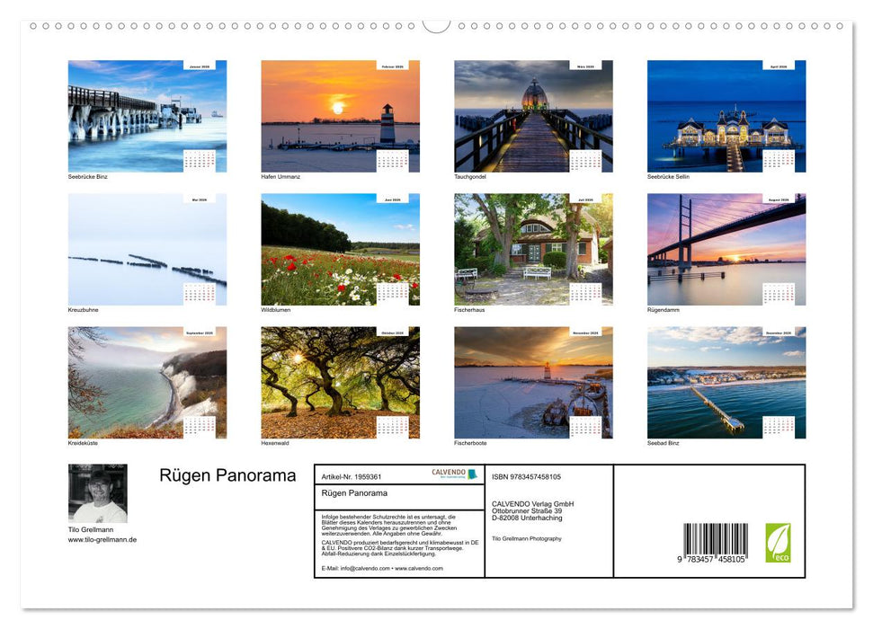 Rügen Panorama (CALVENDO Premium Wandkalender 2026)