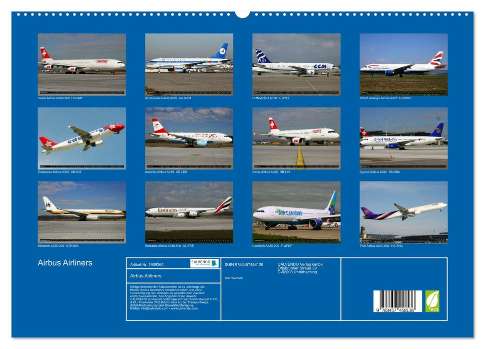 Airbus Airliners (CALVENDO Premium Wandkalender 2026)
