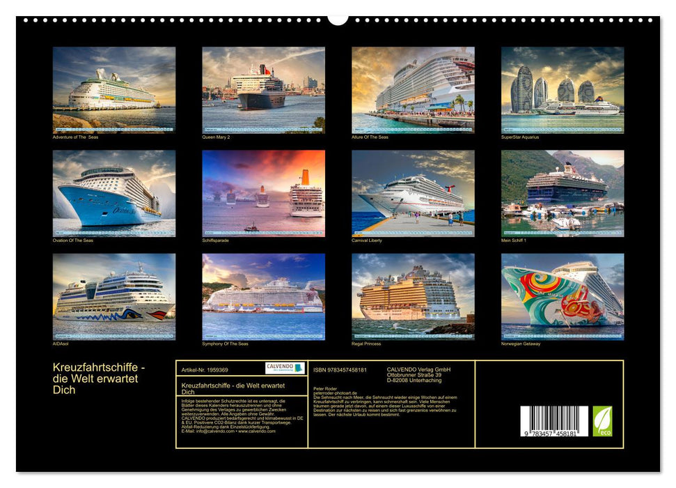 Kreuzfahrtschiffe - die Welt erwartet Dich (CALVENDO Premium Wandkalender 2026)