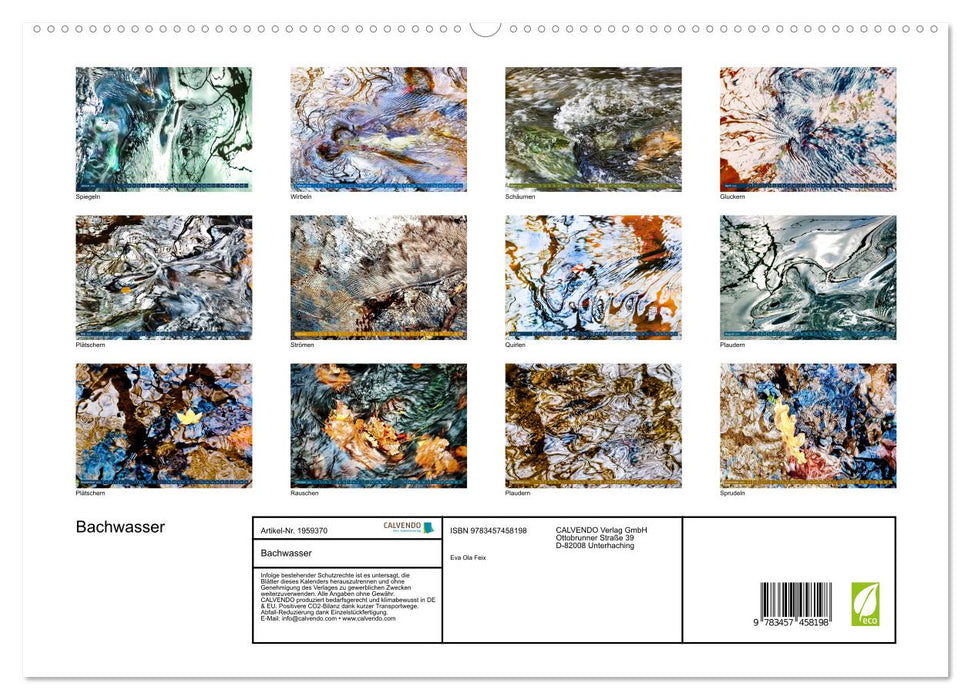 Bachwasser (CALVENDO Premium Wandkalender 2026)
