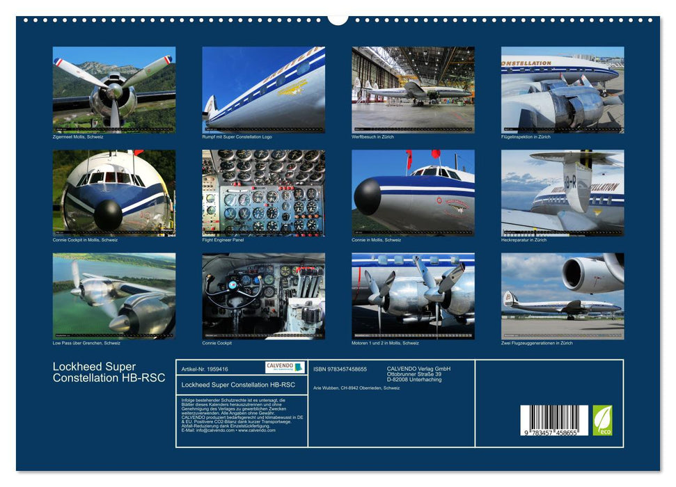 Lockheed Super Constellation HB-RSC (CALVENDO Premium Wandkalender 2026)