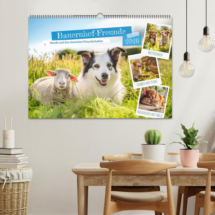Bauernhof-Freunde - Hunde und ihre tierischen Freundschaften (CALVENDO Wandkalender 2026)