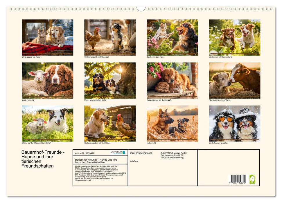 Bauernhof-Freunde - Hunde und ihre tierischen Freundschaften (CALVENDO Wandkalender 2026)